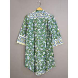 Ropa de playa con estampado de bloque de mano indio, camisa tipo Kimono para cubrir, ropa de playa informal, minivestido, trajes - Product Image 5