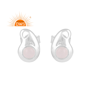 Best Selling <b>Fine</b> Sterling Silver Natural White Moon Stone Gemstone <b>Stud</b> <b>Earring</b> Custom Jewelry Manufacturer - Product Image 2