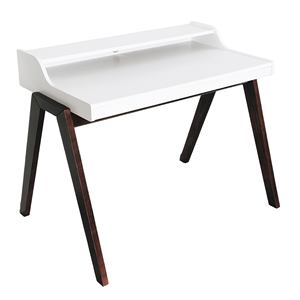 Escritorio para Computadora WELL HOME 'Nere' 110x86x75cm Blanco con Patas Marrones - Product Image 1