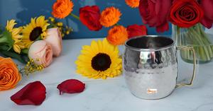 16 Ounce Insulated Stainless Steel Tumbler with Brass Handle Moscow Mule <b>Mug</b> for Coffee or Beer Premium Stainless Steel Cup - Product Image 4