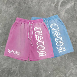 Logo brodé Jacquard OEM/ODM personnalisé Short en tricot surdimensionné en coton épais tricoté au crochet pour homme - Product Image 4