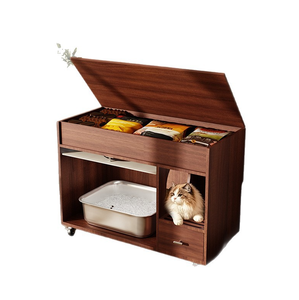 Casa para Gatos de Madera Clásica y Lujosa, Refugio Interior Grande para Gatos con Almacenamiento y Ruedas, para Todas las Estaciones - Product Image 4