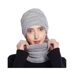 Gran oferta de gorro de invierno para hombre y mujer, conjunto de bufanda, gorro de calavera con forro polar grueso de punto cálido - Product Image 6