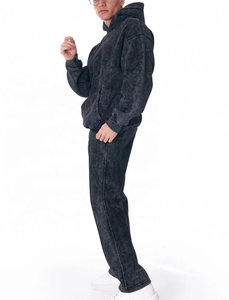 Conjunto Deportivo para Hombre con Capucha, Lavado Ácido con Pedrería, Estilo Vintage, Cierre Completo, Personalizado, Grueso - Product Image 6