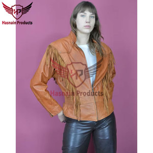 Veste en cuir de cow-girl de style occidental en daim véritable pour femme avec franges-Vêtements d'extérieur Boho élégants pour rodéos, festivals - Product Image 5