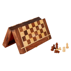 Shriji Crafts Handmade Classic Folding <strong>Wooden</strong> <strong>Chess</strong> Board 8 Inch <strong>Small</strong> <strong>Chess</strong> <strong>Pieces</strong> Set for Welcome Gifts (6)