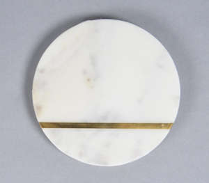 Handcrafted Luxury White <b>Marble</b> <b>Coaster</b> With Elegant Gold Brass Inlay Strip Minimalist Round Stone Drink Mat Modern Tabletop - Product Image 6