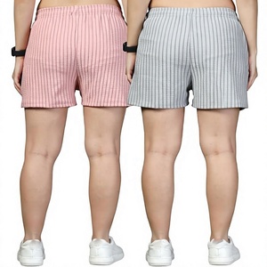 Shorts en coton uni pour femme, taille élastique, décontractés, taille mi-haute, poches, respirants, en tissu Oxford imperméable, coupe droite, bouton, fourrure - Product Image 2
