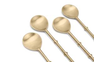 Ensemble de cuillères en laiton vintage faites à la main avec manche long plaqué or poli miroir - Décoration écologique pour la cuisine et la maison pour les fêtes - Product Image 3