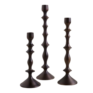 Handmade Style <b>Black</b> Color Finished High Foot <b>Candlestick</b> Iron <b>Candlestick</b> Home Living Room Metal Decoration Set - Product Image 3