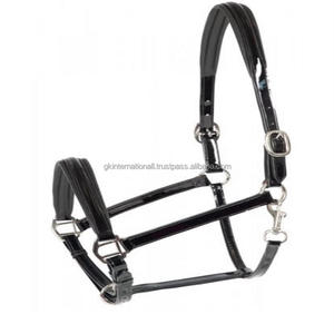 Licol en cuir italien verni de qualité supérieure licou de course de chevaux anatomique avec rembourrage doux et quincaillerie en laiton à double couture - Product Image 3