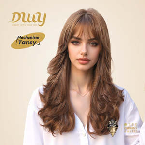 Tansy-DWY Light <b>Brown</b> Long Wavy Glueless Synthetic <b>Wig</b> Machine Made <b>Wigs</b> - Product Image 5