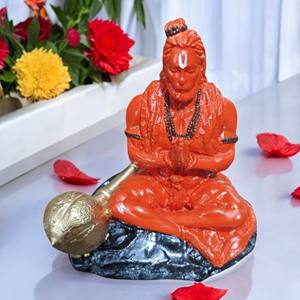 Statue de Hanuman Ji en résine peinte à la main, artisanale, pour la décoration traditionnelle et les cadeaux - Product Image 2