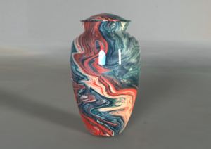 Blue Texture Sticker Aluminium Adult Cremation urns for human ashes with free <b>velvet</b> <b>bag</b> - Product Image 5