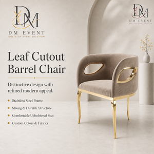 Silla de Comedor Moderna con Respaldo Curvo y Brazos Recortados, de Acero Inoxidable Dorado, con Tapicería Color Taupe, para Hoteles y Eventos de Boda, Venta al Por Mayor - Product Image 1