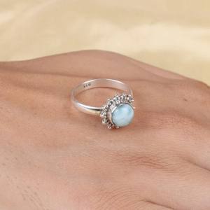 สินค้ามาใหม่เครื่องประดับชั้นดี925แข็งเงินแท้ลาริมาร์แค็บขนาด7มม. อัญมณีทรงหลังเบี้ยแหวน baho eeternity Vermeil - Product Image 3