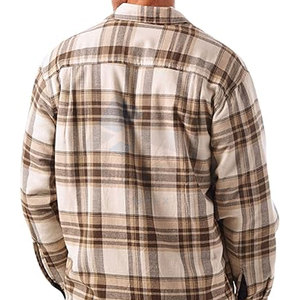 <b>Mens</b> Long Sleeve <b>Sherpa</b> Lined Shirt Jacket Warm <b>Fleece</b> Insulated Button Up Winter Shacket for Casual Outdoor Wear Birch - Product Image 3