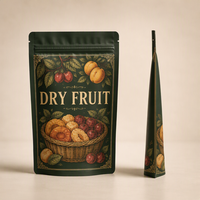 Op maat bedrukte, gerecyclede, herbruikbare stand-up pouch voor groene matte gedroogde fruitgummies, voedselverpakking