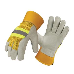 ถุงมือนิรภัยหนังวัวฟอกฝาด้านหลังแบบตาข่ายสำหรับป้องกันมืออุตสาหกรรม - Product Image 1