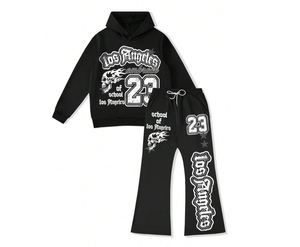 Custom Mens Streetwear Chándal Conjunto de gran tamaño Sudadera con capucha y Jogger OEM Urban Look Traje de moda al por mayor - Product Image 1