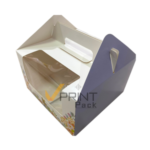 Caja de Pastel de Papel Kraft Impresa Personalizada con Asa y Ventana Transparente, Caja de Embalaje para Panadería de Grado Alimenticio - Product Image 3