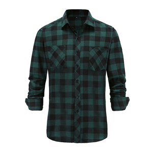 Manches longues poids lourd décontracté Cool 100% coton homme veste flanelle chemise à carreaux - Product Image 4