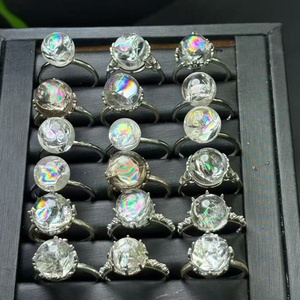 Bague en quartz clair arc-en-ciel naturel, argent sterling 925, pierre précieuse irisée, bijoux fins réglables pour mariage, fiançailles, femmes - Product Image 6