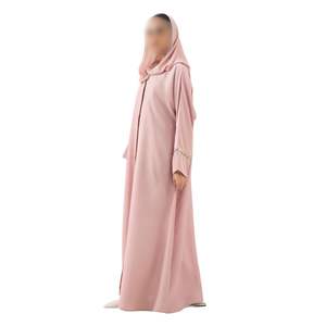 Abaya modeste rose pâle pour femmes, élégante avec des manches plissées, robe islamique de style Dubaï, longue kaftan, robe de cérémonie - Product Image 3
