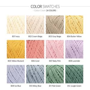 Hilo de algodón YARNA color crema (150g) suave, color pastel, ligero, vibrante, colorido, fibra natural, manta de bebé afelpada, lavable, brillante - Product Image 5