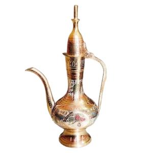 Aftaba en laiton de haute qualité avec gravure multicolore et finition polie pour l'eau potable, ustensiles de cuisine en laiton vintage - Product Image 3