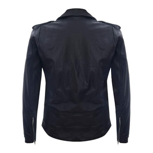 Chaqueta de motociclista de piel de oveja con cremallera elegante bordado personalizado chaqueta clásica de calle universitaria para hombres - Product Image 3