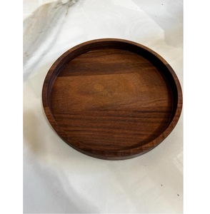Round Wood <b>Serving</b> Tray-Single Tier American Style Biodegradable Home Organization for Spice Beverage & Tableware Storage - Product Image 4
