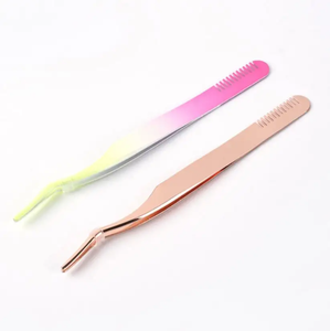 Kit de pincettes à sourcils cosmétiques outils de maquillage cheveux de beauté colorés pince à épiler à sourcils inclinée en acier inoxydable - Product Image 5