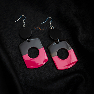 Vietnam Handcrafted Silver Red Lacquered Rectangular Pendant Earrings <b>Vintage</b> Fashion <b>Accessory</b> Wedding Custom Wholesale for - Product Image 2