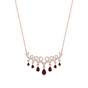 จี้รูปหัวใจมรกตและเพชรประดับด้วยโรเดียมเคลือบโรสโกลด์ - Product Image 4