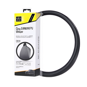 Housse de volant de voiture en cuir PU cousu gris, modèle AEK-Tech K621.002 pour volants de 3536 cm - Product Image 3