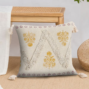 100% fait à la main Jaipuri brodé housses de coussin motifs floraux et géométriques concepteur coton oreillers pour la décoration intérieure - Product Image 2