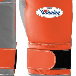 Gants de boxe professionnels en cuir orange et gris, avec fermeture velcro au poignet, pour l'entraînement et le sparring, pour hommes et femmes - Product Image 3