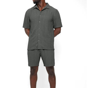 Deux pièces Fitness ensemble décontracté hommes ensemble court 2023 été hommes à manches courtes T-shirt Shorts ensembles - Product Image 1