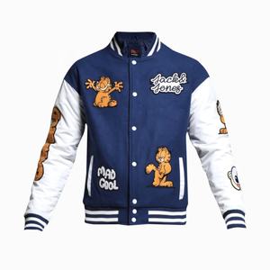 Veste universitaire pour homme avec logo personnalisé 2025, manches en cuir et broderie, nouveau design, veste universitaire en toile - Product Image 6