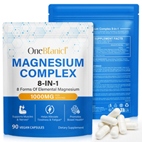 Capsules de complexe de magnésium OneBtanicl 8-en-1 à absorption élevée 1000 mg pour le sommeil, la relaxation, l'énergie, le soutien musculaire et digestif