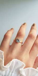 Bagues Solitaires Unisexe en Or 14K Personnalisées avec Pierre Précieuse Aigue-marine Taillée en Cœur, Style Vintage Romantique, pour Mariages - Vente en Gros - Product Image 2