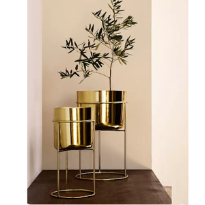 Maceta de jardín decorativa con acabado brillante, maceta de alto estándar para el hogar y los restaurantes, maceta de Metal - Product Image 1