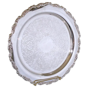 Plateau de service en aluminium de qualité élégante fabriqué à la main, plat en métal couleur argent, ustensiles de cuisine pour la maison, vaisselle, fournisseur direct - Product Image 6