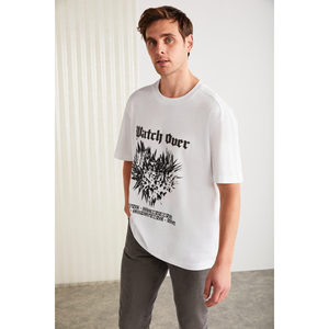 เสื้อยืดคอกลมทรงปกติพิมพ์ลายผ้าฝ้ายออร์แกนิก 100% สำหรับผู้ชาย GRIMELANGE - Product Image 2