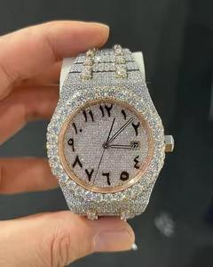 Nouvel Arrivage Élégant Montre Mécanique Automatique en Diamant Moissanite Acier Inoxydable Glacé Verre Affichage Analogique 20mm Design de Luxe - Product Image 3