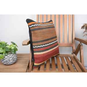 Multicolor Wool Kilim Rug <b>18x18</b> Inch Woven with Rustic Vintage Pattern for Home Decor - Product Image 2