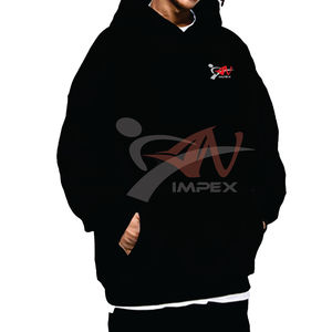 Sudadera con Capucha Negra Extra Grande de Lujo para Hombre al por Mayor, 100% Algodón, Logotipo Bordado Personalizado, Capucha Gruesa de Alta Calidad - Product Image 3