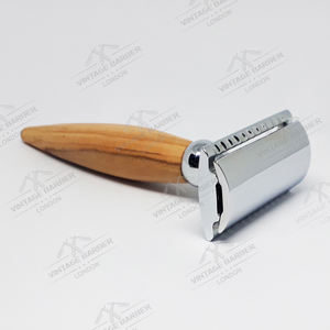 Rasoirs de rasage double face de haute qualité en acier inoxydable avec poignée antidérapante Rasoir de sécurité en bois naturel - Product Image 3