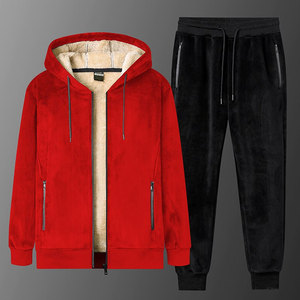 Ensemble de vêtements de sport chauds d'hiver pour hommes 2 pièces sweat à capuche thermique et survêtement polaire combinaison de sport coupe-vent avec caractéristique respirante - Product Image 3